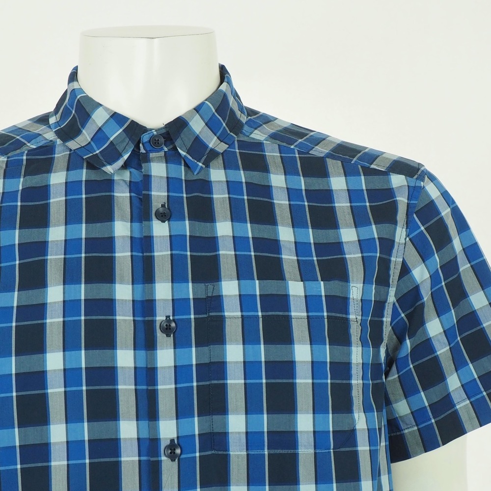 Arc'teryx Brohm Button Down Shirt Mens Large Blue Plaid Cotton Blend Hiking Tech - Picture 2 of 5